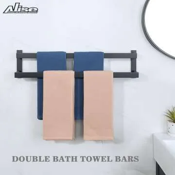 Alise Bath Double Towel Bars - Premium SUS304 Stainless Steel Towel Rack in Matte Black