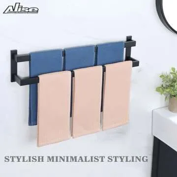 Alise Double Towel Bars - Durable Matte Black Steel Towel Holder