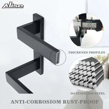 Alise Double Towel Bars - Durable Matte Black Steel Towel Holder