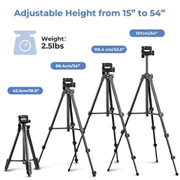 UBeesize 54'' Camera Tripod, Phone Tripod for iPhone with Bag, Travel Tripod Stand with Remote Compatible with iPhone 15/14/13/12/11, Android Phones, Cameras, DSLR and Gopro