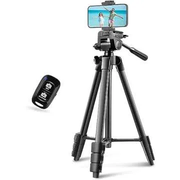 UBeesize 54'' Camera Tripod, Phone Tripod for iPhone with Bag, Travel Tripod Stand with Remote Compatible with iPhone 15/14/13/12/11, Android Phones, Cameras, DSLR and Gopro