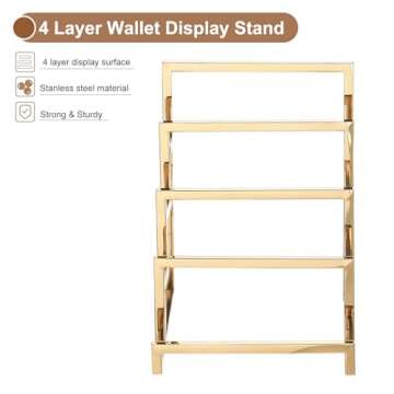 uxcell Gold 4 Layer Wallet Display Rack for Retail Stores