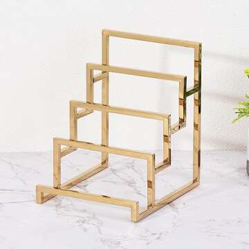 uxcell Gold 4 Layer Wallet Display Rack for Retail Stores