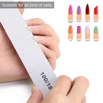 25 Pack Durable 100/180 Grit Nail Files for All