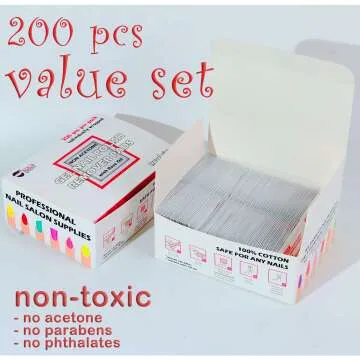 Bulk Nail Polish Remover Pads - 200 Non-Acetone Wipes