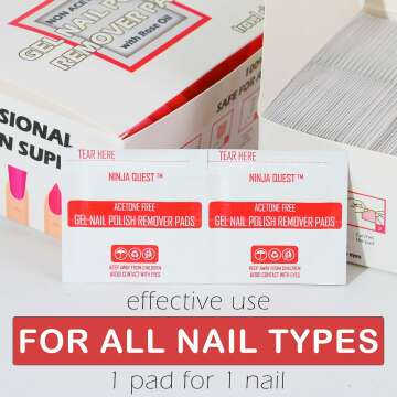 Bulk Nail Polish Remover Pads - 200 Non-Acetone Wipes