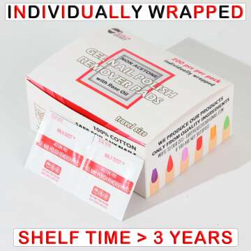 Bulk Nail Polish Remover Pads - 200 Non-Acetone Wipes