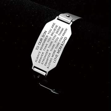 FALOGIJE to My Son Always Remember You are Braver Stronger Courage Quotes Bracelet Love Gift from Mom and Dad