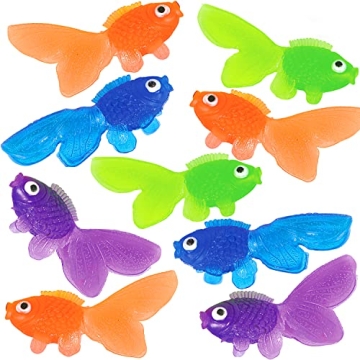 Bedwina Plastic Vinyl Goldfish - 144 Pcs, 2 Inches Long Gold Fish Toys in Assorted Colors for Party ...