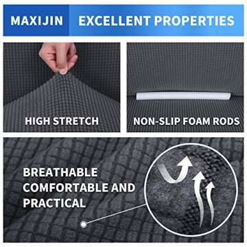 MAXIJIN Stretch Chair Cover Chair Slipcovers with Arms, 1-Piece Couch Sofa Chair Covers for Living Room, Non Slip Armchair Cover (31"-46") Furniture Protector Dogs Pet Friendly (Chair, Grey)