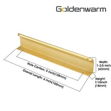 goldenwarm 10 Pack 5 Inch Matte Gold Finger Pulls Cabinet Edge Pulls Brushed Brass Drawer Handles Ed...