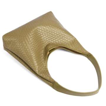 SAJOSE Woven Leather Hobo Handbag For Women Purse Shoulder Bag Lady Top-handle Tote (green)