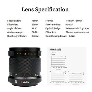 AstrHori 75mm F4 Manual Portrait Lens Medium Format Match 100 Million Pixels Mirrorless Camera & Cov...