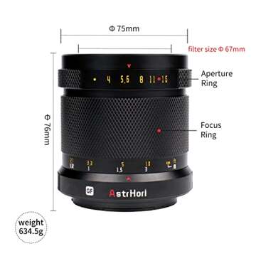 AstrHori 75mm F4 Manual Portrait Lens Medium Format Match 100 Million Pixels Mirrorless Camera & Cover 33x44 Sensor for FUJIFILM GFX Mount GFX 50SII,GFX100,GFX100 IR Ver,GFX 50S,GFX 50R,GFX 100S