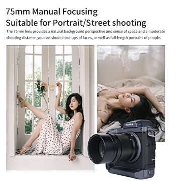 AstrHori 75mm F4 Manual Portrait Lens Medium Format Match 100 Million Pixels Mirrorless Camera & Cover 33x44 Sensor for FUJIFILM GFX Mount GFX 50SII,GFX100,GFX100 IR Ver,GFX 50S,GFX 50R,GFX 100S