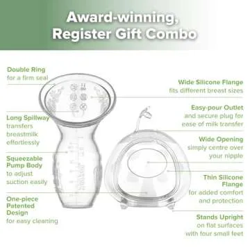 haakaa Manual Breast Pump for Breastfeeding 4oz/100ml and Ladybug Milk Collector 2.5oz/75ml Combo, Food-Grade Silicone