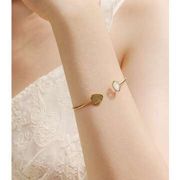 OZEL – Gold Bracelets for Women – 18K Real Gold Plated – Colorful Crystal Cute Bracelets for h...