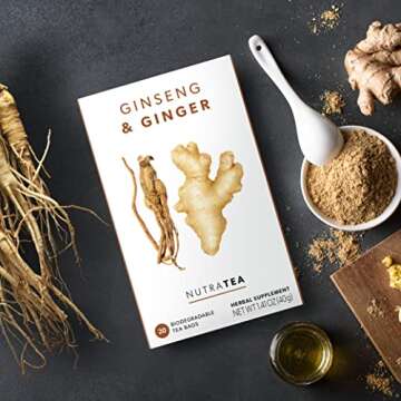 Nutra Tea - Ginger & Ginseng Tea - 20 Tea Bags - Herbal Tea