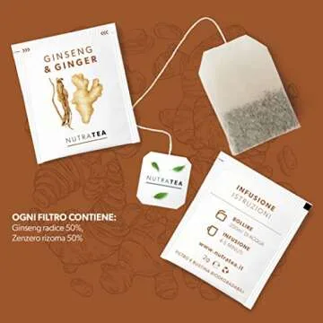 Nutra Tea - Ginger & Ginseng Tea - 20 Tea Bags - Herbal Tea