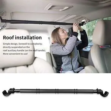 LITTLEMOLE Car Clothes Hanger Bar, Expandable Vehicle Clothing Rack Hanger Rod with Heavy Duty Metal and Rubber Grips, Great for Travel or Garment Cloths