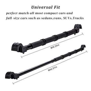 LITTLEMOLE Car Clothes Hanger Bar, Expandable Vehicle Clothing Rack Hanger Rod with Heavy Duty Metal and Rubber Grips, Great for Travel or Garment Cloths
