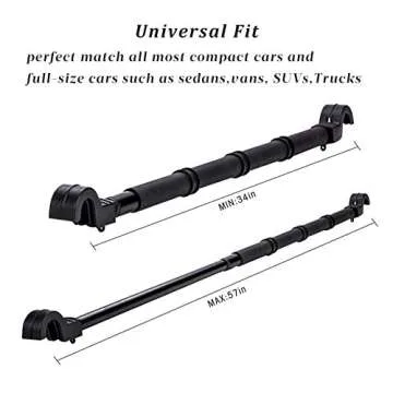 LITTLEMOLE Car Clothes Hanger Bar, Expandable Vehicle Clothing Rack Hanger Rod with Heavy Duty Metal and Rubber Grips, Great for Travel or Garment Cloths