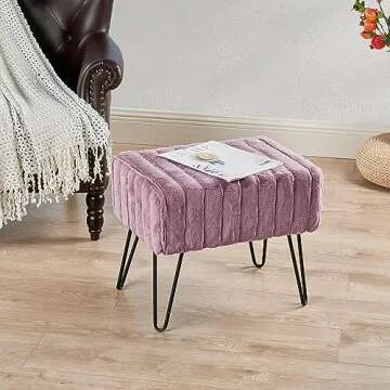 Luxurious Home Soft Things Faux Fur Ottoman for Comfort