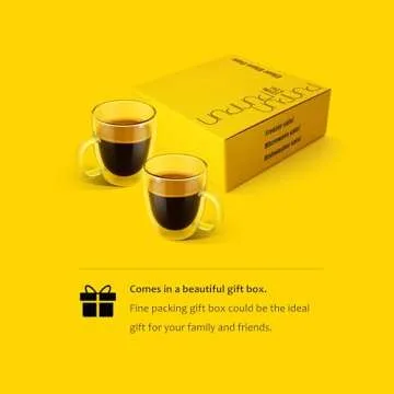 PunPun 17oz.500ml Large Glass Coffee Mug Set of 2, Clear Mugs Double Walled Coffee Mugs, Iced Coffee Cup, Glass Mugs for Hot Beverages,Premium Glasses