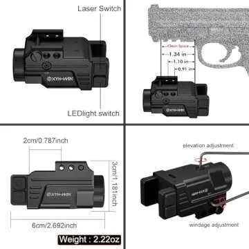600 Lumens Taurus G2c G3C Pistol Red Laser Light Combo, Aluminium Tactical Flashlight and Red Laser Sight with Strobe Function for Glock, Sig P320, Beretta 90two, S&W 99 and S&W TSW