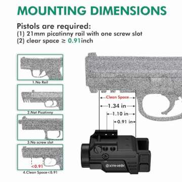 600 Lumens Taurus G2c G3C Pistol Red Laser Light Combo, Aluminium Tactical Flashlight and Red Laser Sight with Strobe Function for Glock, Sig P320, Beretta 90two, S&W 99 and S&W TSW