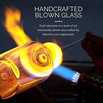 Final Touch Agave Tequila Decanter - 850ml Handmade Bottle with Natural Cork Stopper and Wide Spout for Smooth Pouring - Inspired by Agave Plant for Tequila Serving (TQ5301)