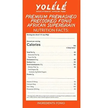 Yolele Premium Precooked Fonio African Supergrain Ancient Grains Gluten-Free Non GMO Organic Fonio Grain Vegan Protein High Fiber Super Food Keto Paleo-Friendly Rice Alternative 5-lb Bag