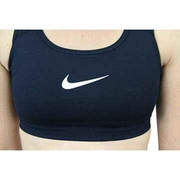 Women's Nike Swoosh Sports Bra, Sports Bra for Women with Compression & Medium Support, Black/White, M