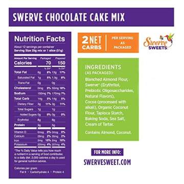 Swerve Sweets Chocolate and Yellow Cake Baking Mix Variety Pack - Keto Friendly, Low Carb, Gluten Free, Easy to Make and Just 3g Net Carbs, 2 Pack