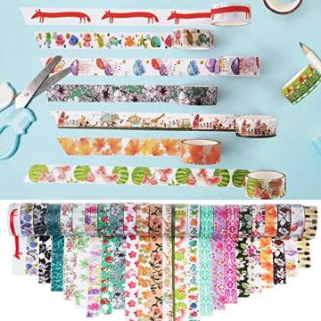 Mooker Washi Tape Set of 48 Rolls,Decorative Washi Masking Tape Set for DIY Crafts and Gift Wrapping