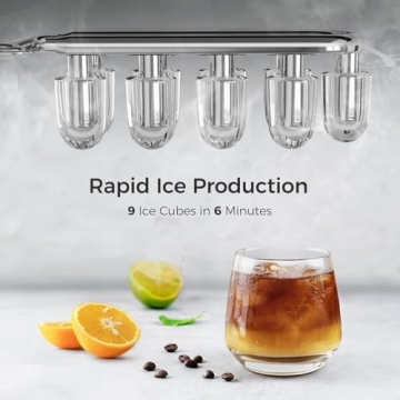 Kismile Ice Makers Countertop - 26Lbs/24H, 9 Cubes in 6 Mins, Portable with Self-Cleaning
