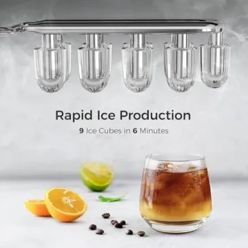 Kismile Ice Makers Countertop - 26Lbs/24H, 9 Cubes in 6 Mins, Portable with Self-Cleaning