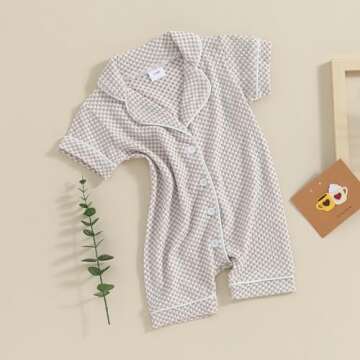 Baby Boy Girl Clothes Newborn Bubble Romper Short Sleeve Bodysuit Button Down One Piece Romper Jumps...