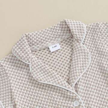 Baby Boy Girl Clothes Newborn Bubble Romper Short Sleeve Bodysuit Button Down One Piece Romper Jumpsuit Summer Outfit (Khaki-Jumpsuit, 12-18 Months)