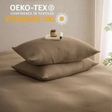 AGSIT Muslin Duvet Cover 100% Washed Cotton, Queen Size Duvet Cover Set Linen Like, Minimalist Soft Comforter Cover 3 Pieces, Lightweight Gauze Duvet Cover with 2 Pillowcases, 90”x90”, Brown