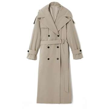 Farktop Women's Stylish Oversized Trench Coat