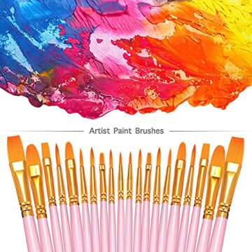 BOSOBO Paint Brushes Set, 2 Pack 20 Pcs Round Pointed Tip Nylon Hair Artist Acrylic Paint Brushes fo...