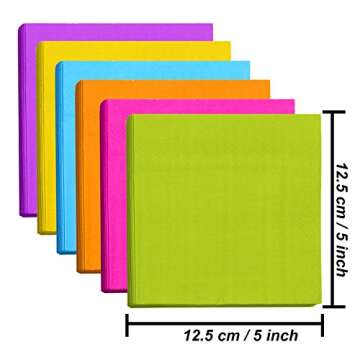 Resinta 120 Piece Cocktail Napkin Set - 6 Neon Colors for Parties
