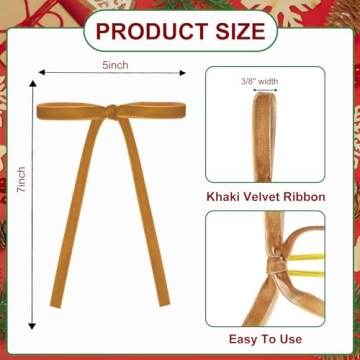 Velvet Christmas Bows - 24 Pcs Rustic Red Ribbons