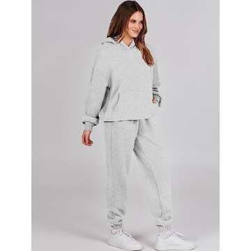 ANRABESS Womens 2 Piece Outfits Lounge Hoodie Oversized Sweatshirt Jogger Sweatpants Y2K Tracksuit Sweatsuit Set Fall Clothes Light Grey Large
