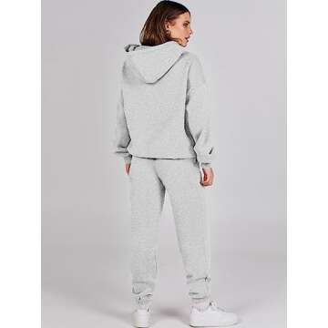 ANRABESS Womens 2 Piece Outfits Lounge Hoodie Oversized Sweatshirt Jogger Sweatpants Y2K Tracksuit Sweatsuit Set Fall Clothes Light Grey Large