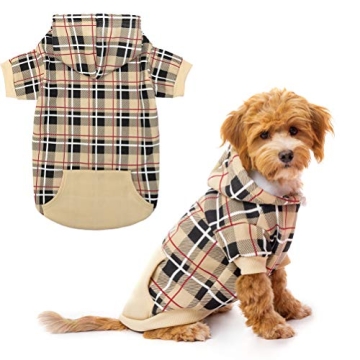 EXPAWLORER Plaid Dog Hoodie Warm British Style Sweater