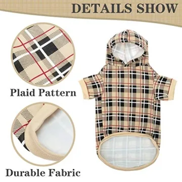 EXPAWLORER Plaid Dog Hoodie Warm British Style Sweater