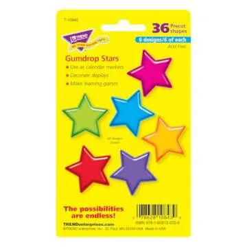 Trend Gumdrop Stars Mini Accents Variety Pack, Classroom Bulletin Board Cut Outs, 3 Inches, 36 Count
