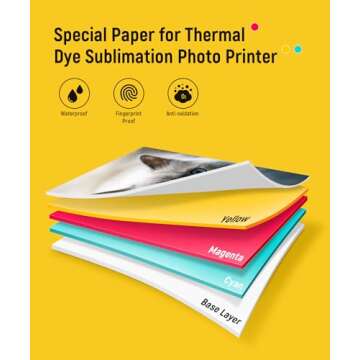 Liene Photo Printer Paper & Cartridge, 2 Ink Cartridges Refill & 80 sheets photo papers, 4x6", Dye Sublimation, Water & Oxidation-Proof, Compatible w/Liene Printer, for Display, Framing, Scrapbook